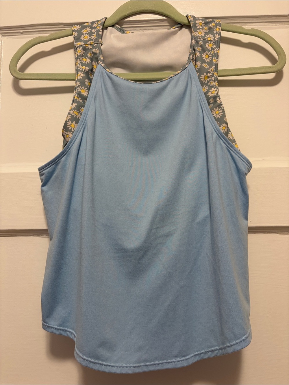 EVIE Light Blue Racerback Tank with Daisy-Print Straps